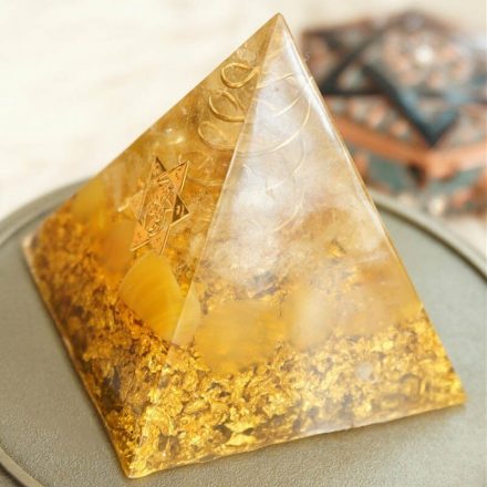 Lucky Citrine Orgonite Pyramid